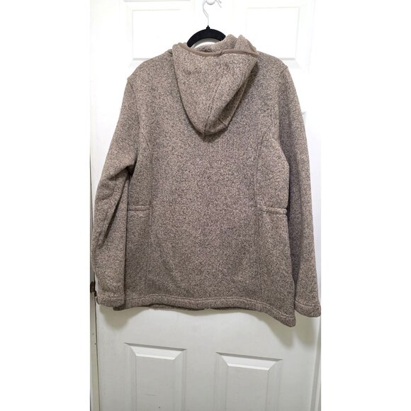 Lands End Women's Hooded Zip-Up Jacket Pockets Beige Heather Knit Size XL - Picture 2 of 10
